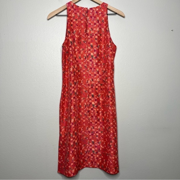 Sigrid Olsen Women 100% SILK Dress 10 Pink floral Geometric Sheath Sleeveless - Picture 8 of 11